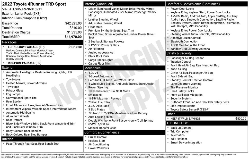 Used 2022 Toyota 4Runner TRD Sport w/ Technology Package AWD/4WD image 10