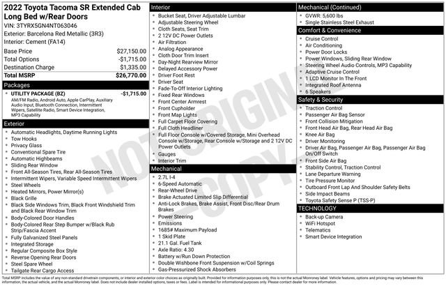 Used 2022 Toyota Tacoma SR RWD image 2