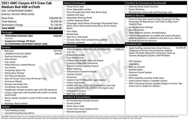 Used 2021 GMC Canyon AT4 w/ Trailering Package AWD/4WD image 37