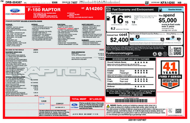 Certified 2019 Ford F150 Raptor w/ Equipment Group 802A Luxury AWD/4WD image 28