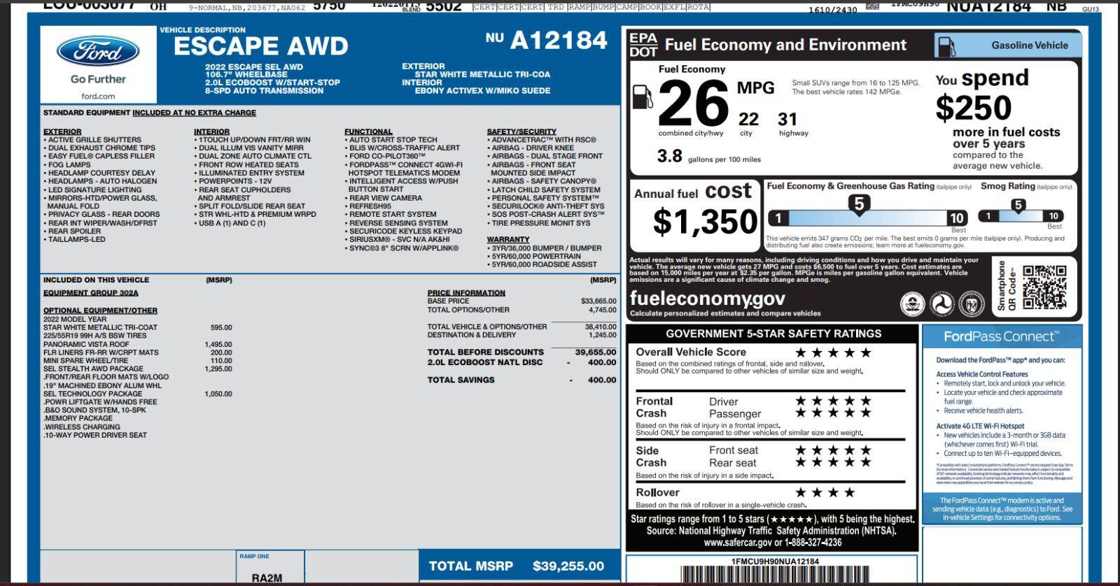 Certified 2022 Ford Escape SEL w/ SEL Stealth AWD Package image 5