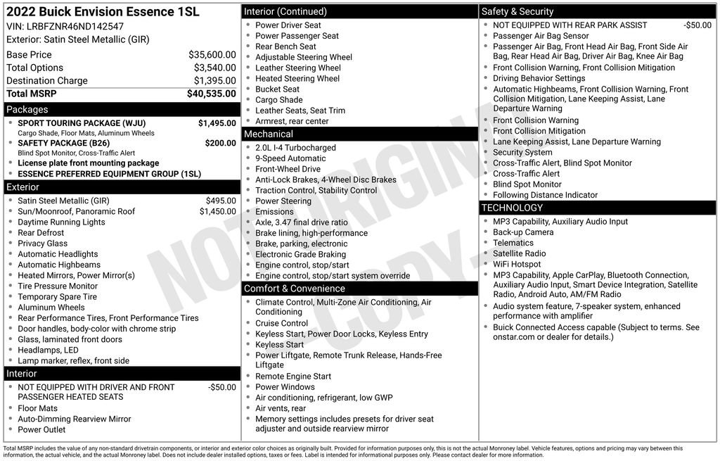 Used 2022 Buick Envision Essence w/ Sport Touring Package FWD image 25