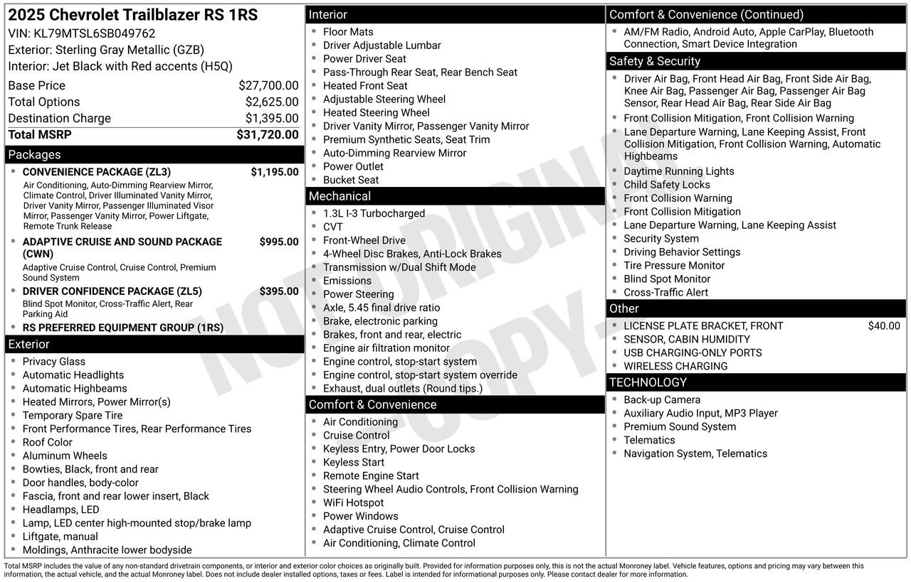 Used 2025 Chevrolet TrailBlazer RS w/ Convenience Package FWD image 47