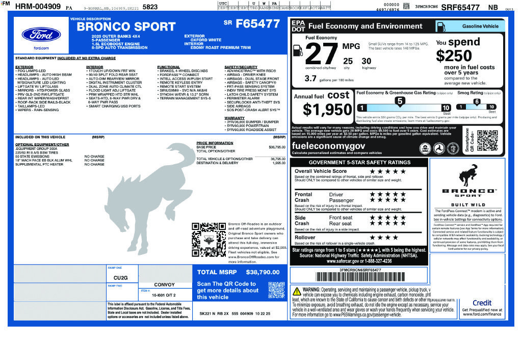 Certified 2025 Ford Bronco Sport Outer Banks AWD/4WD image 3