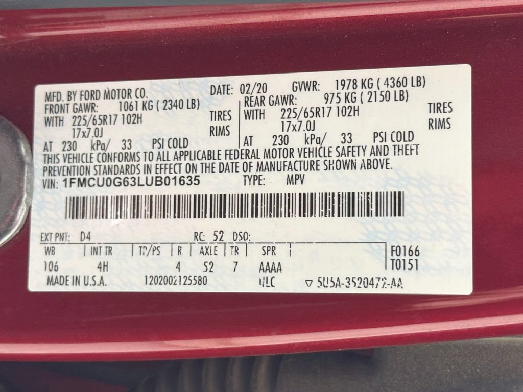 Certified 2020 Ford Escape SE FWD image 34