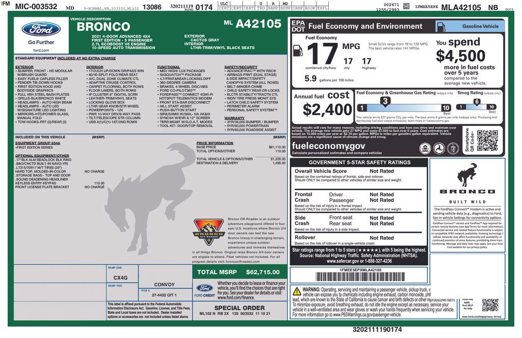 Certified 2021 Ford Bronco First Edition image 25