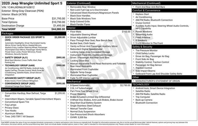 Used 2020 Jeep Wrangler Unlimited Sport S image 33