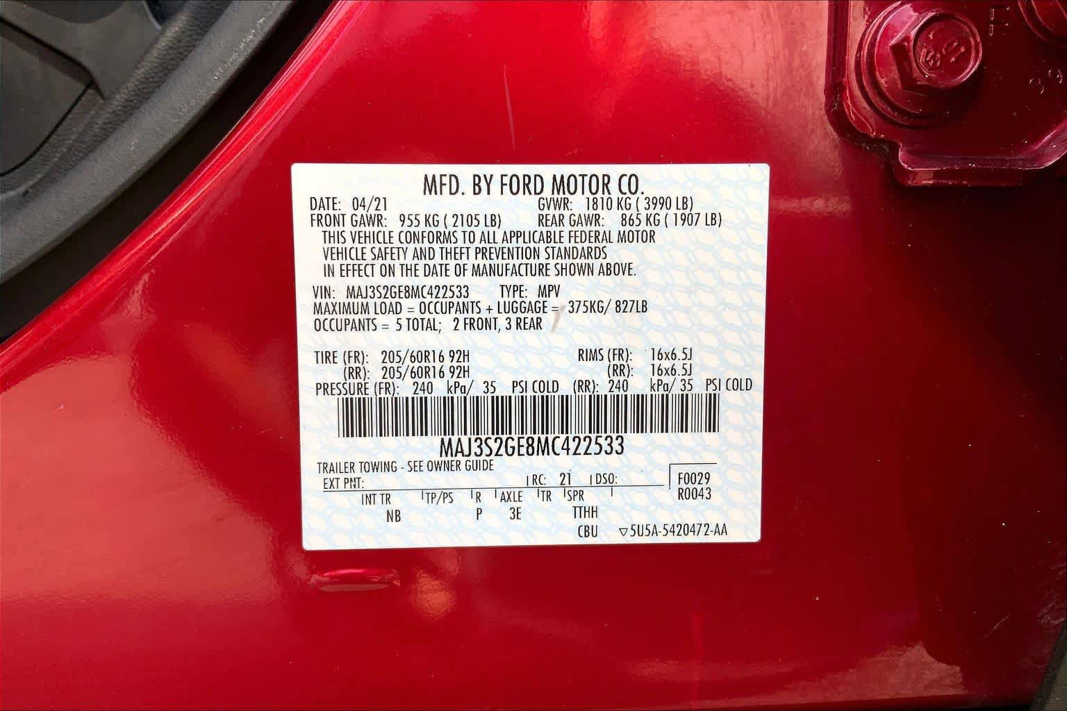 Certified 2021 Ford EcoSport SE FWD image 35