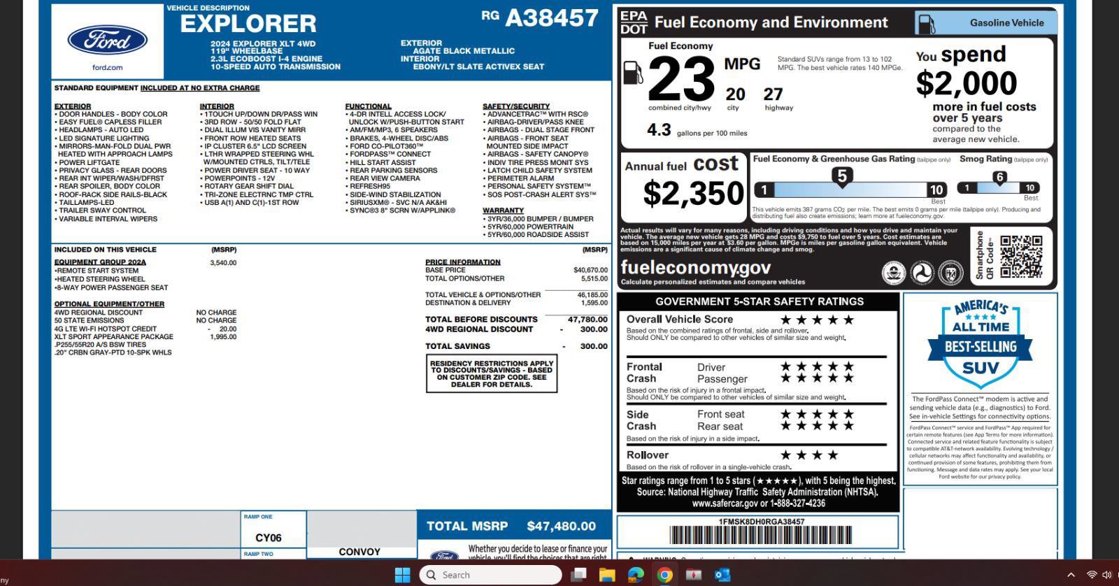 Certified 2024 Ford Explorer XLT w/ Equipment Group 202A AWD/4WD image 4
