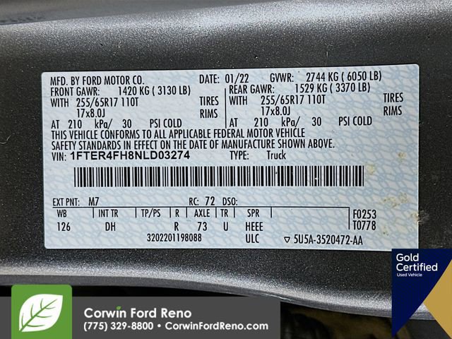 Certified 2022 Ford Ranger Lariat w/ Equipment Group 501A High image 36