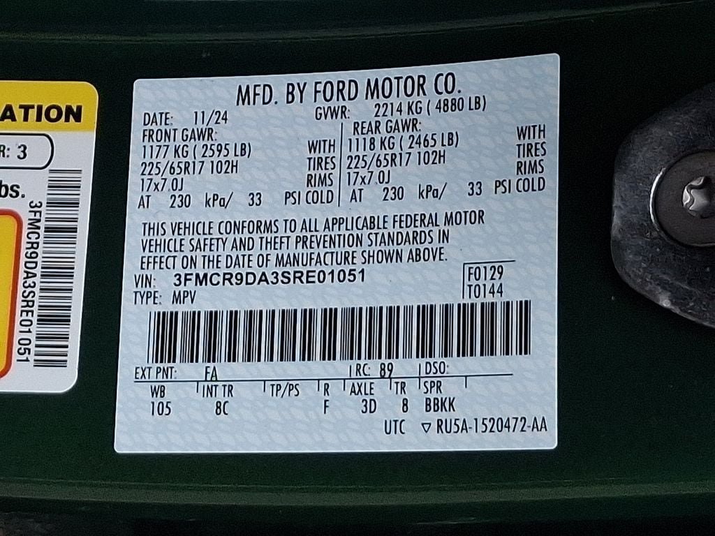 Certified 2025 Ford Bronco Sport Badlands w/ Badlands Tech Package AWD/4WD image 29