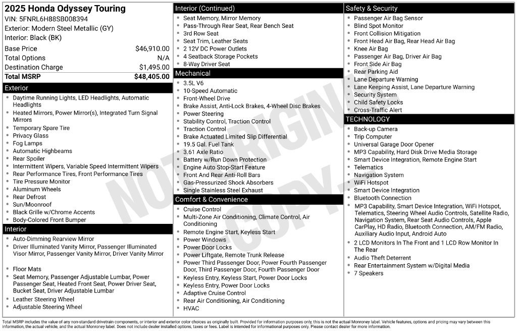 Used 2025 Honda Odyssey Touring image 3