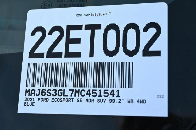 Certified 2021 Ford EcoSport SE w/ SE Convenience Package image 38