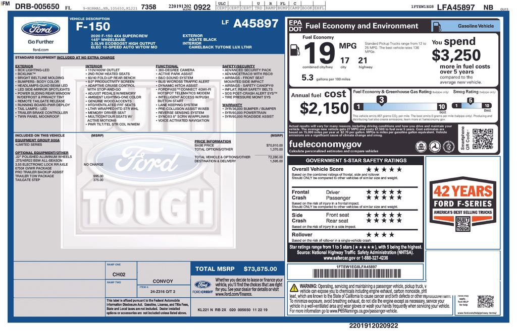 Certified 2020 Ford F150 Limited w/ Trailer Tow Package image 5