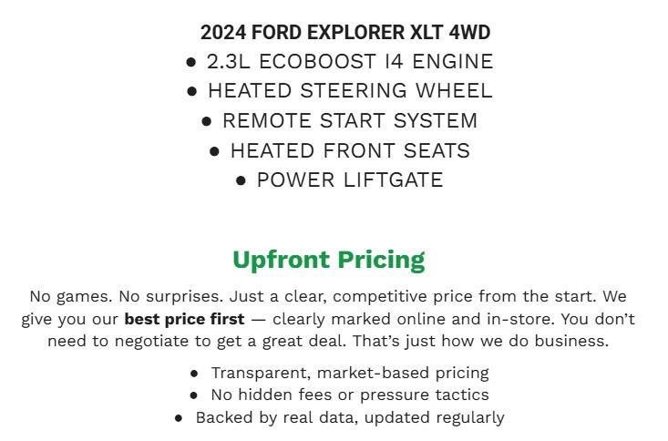 Certified 2024 Ford Explorer XLT w/ Equipment Group 202A AWD/4WD image 2