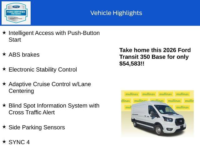 Certified 2026 Ford Transit 350 148 Medium Roof AWD w/ RV Prep Package image 19