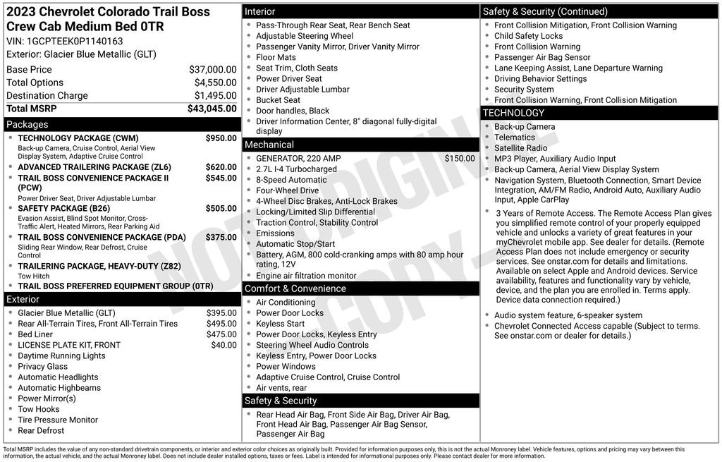 Used 2023 Chevrolet Colorado Trail Boss w/ Technology Package AWD/4WD image 5