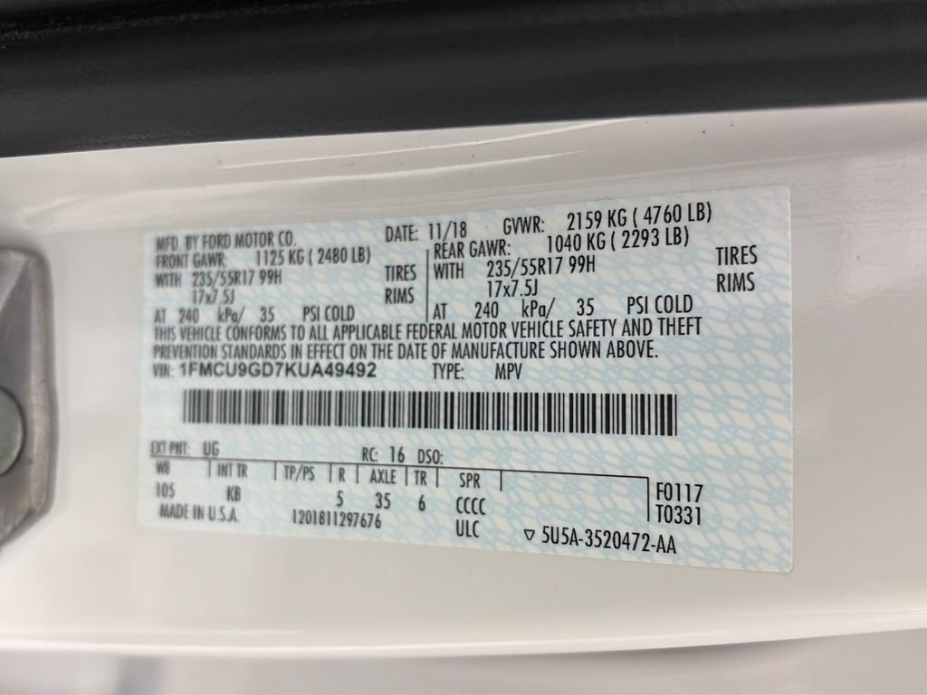 Certified 2019 Ford Escape SE AWD/4WD image 9