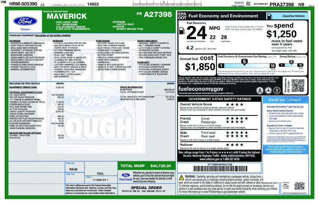 Certified 2023 Ford Maverick Lariat w/ Lariat Luxury Package AWD/4WD image 36