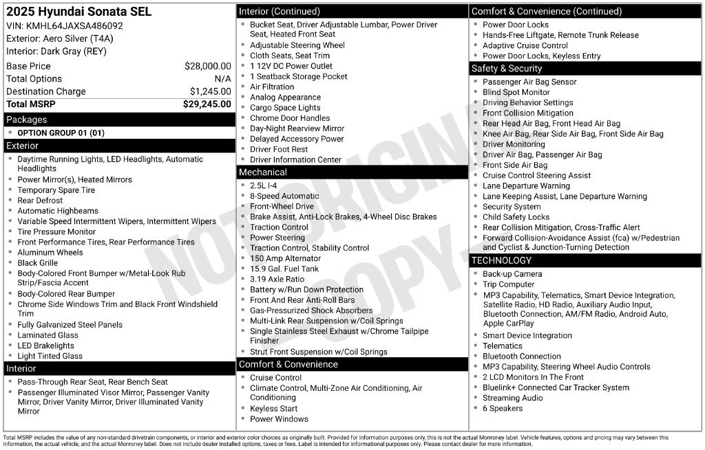 Used 2025 Hyundai Sonata SEL FWD image 32
