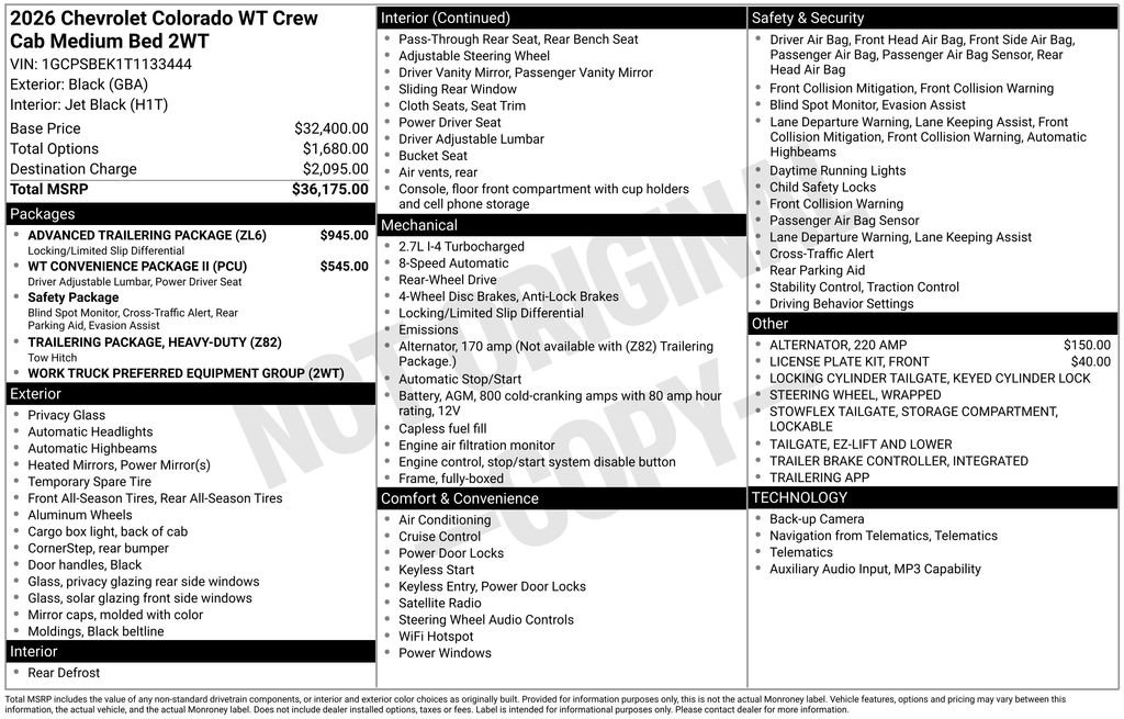Used 2026 Chevrolet Colorado W/T w/ Advanced Trailering Package RWD image 6