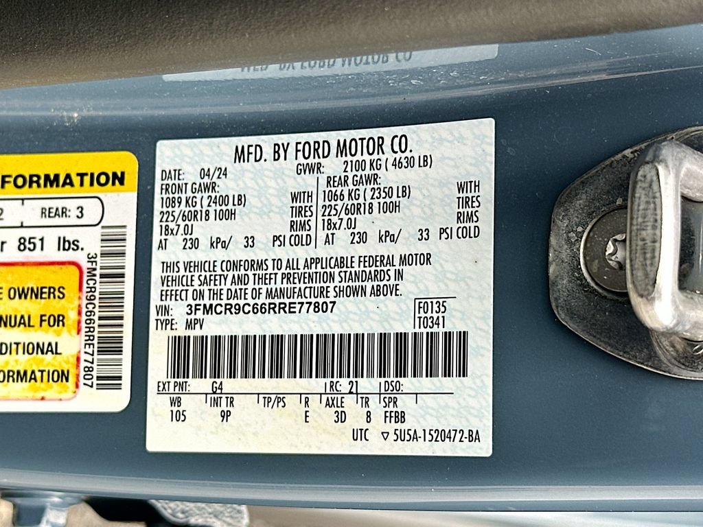 Certified 2024 Ford Bronco Sport Outer Banks AWD/4WD image 27