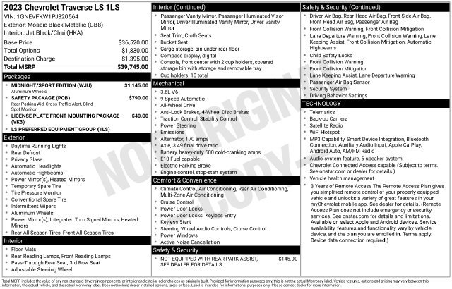 Used 2023 Chevrolet Traverse LS w/ Midnight/Sport Edition AWD/4WD image 36