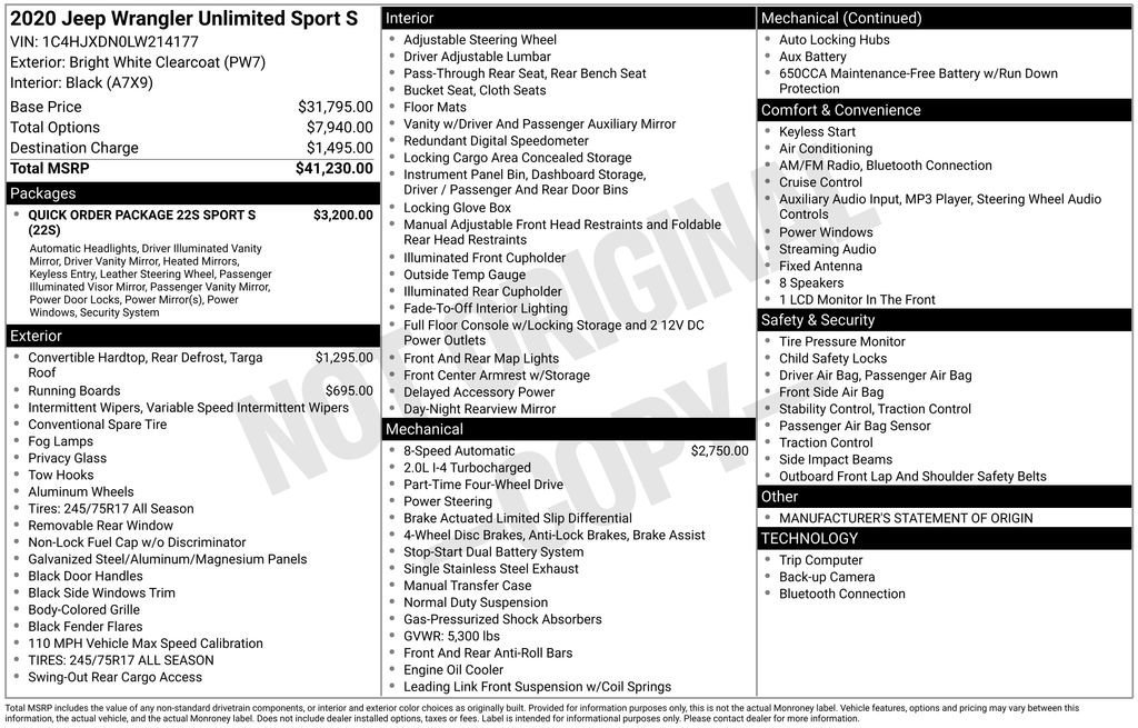 Used 2020 Jeep Wrangler Unlimited Sport S image 10