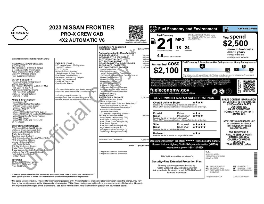 Used 2023 Nissan Frontier Pro-X w/ Pro-X Premium Package RWD image 38