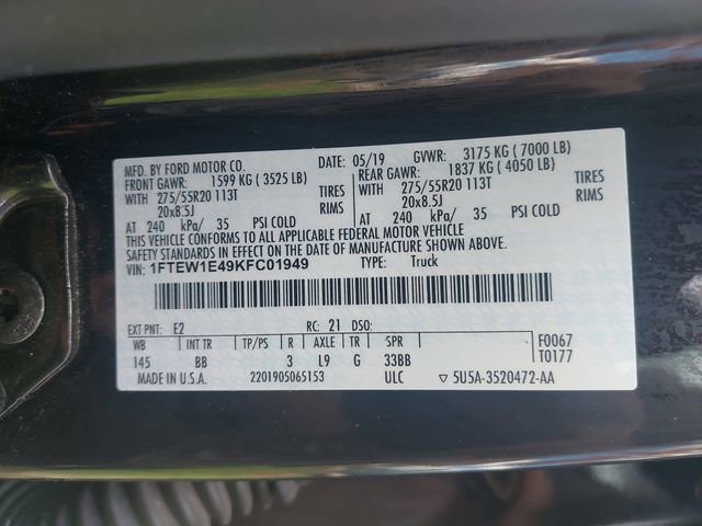 Certified 2019 Ford F150 Platinum w/ Equipment Group 701A Luxury image 34