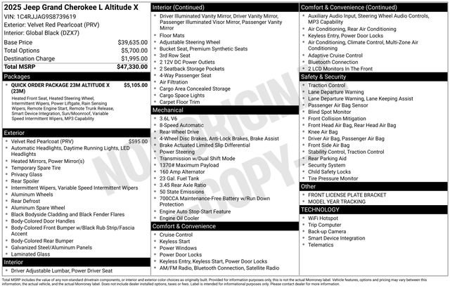 Used 2025 Jeep Grand Cherokee L Altitude RWD image 41