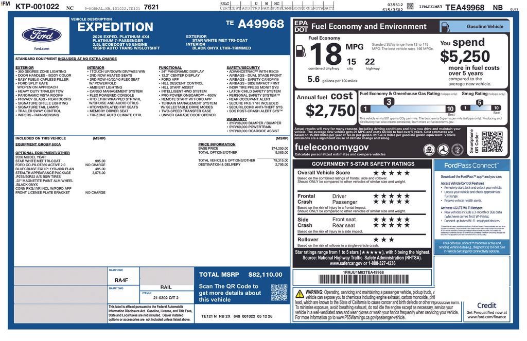 Certified 2026 Ford Expedition Platinum w/ Stealth Appearance Package AWD/4WD image 35