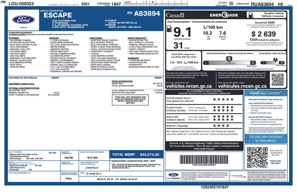Certified 2024 Ford Escape Platinum AWD/4WD image 5