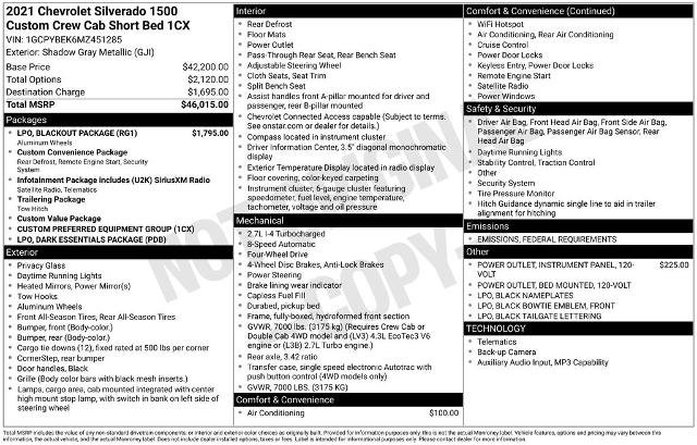 Used 2021 Chevrolet Silverado 1500 Custom w/ LPO, Blackout Package image 14