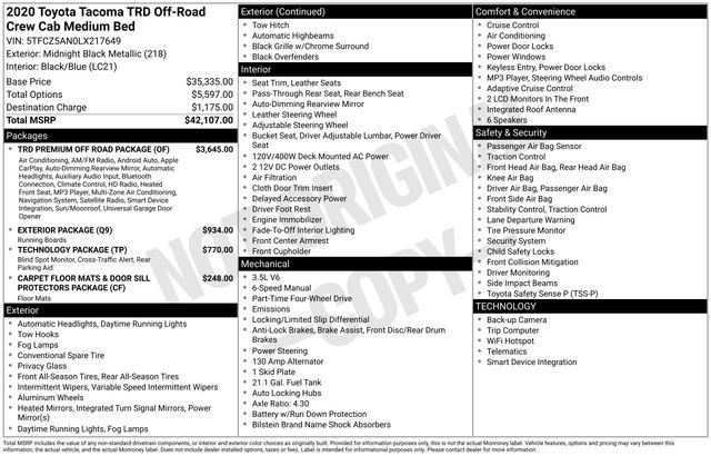 Used 2020 Toyota Tacoma TRD Off-Road w/ TRD Premium Off Road Package image 37