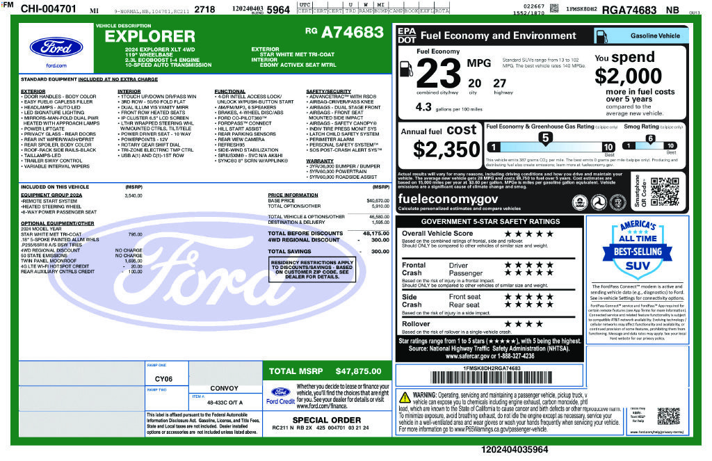 Certified 2024 Ford Explorer XLT w/ Equipment Group 202A AWD/4WD image 26