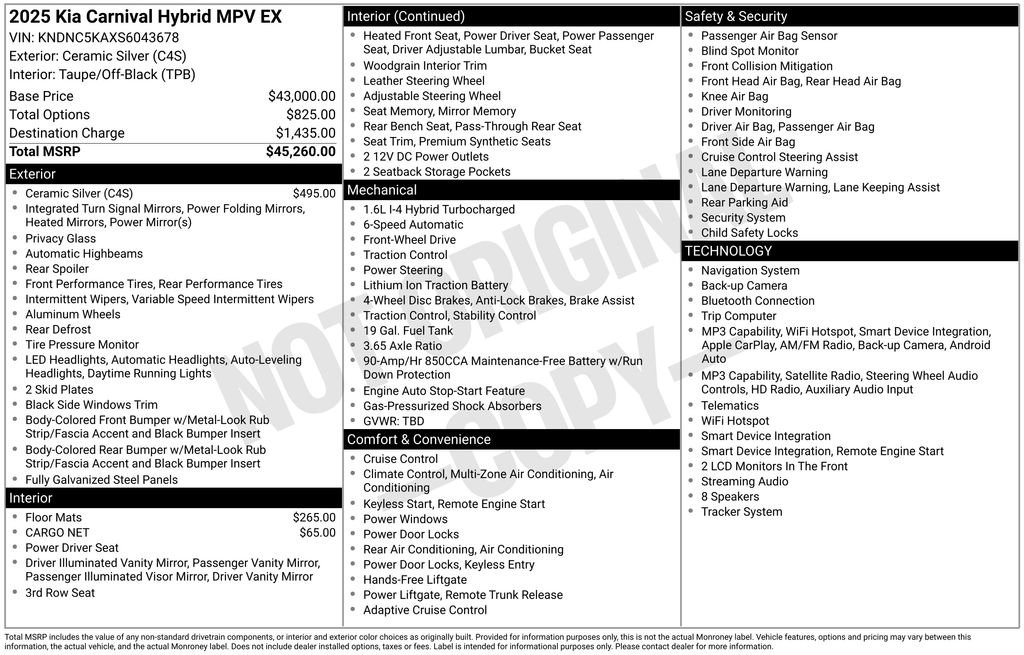 Used 2025 Kia Carnival EX FWD image 5