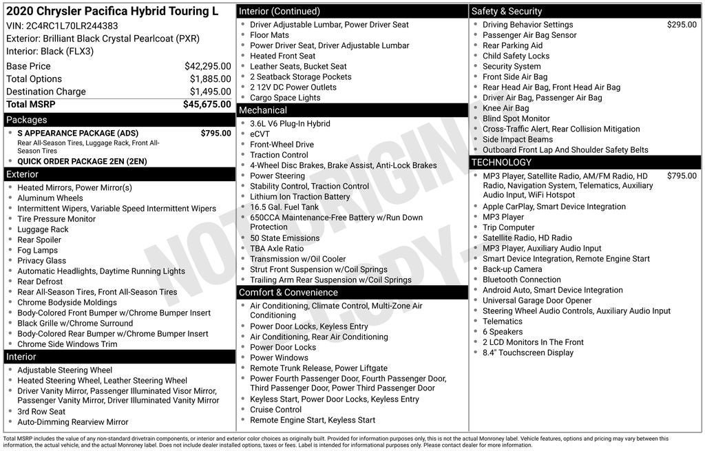 Used 2020 Chrysler Pacifica Touring-L w/ S Appearance Package FWD image 33