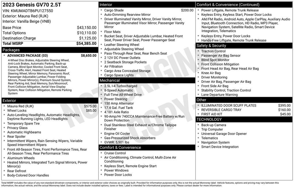 Used 2023 Genesis GV70 2.5T w/ Advanced Package image 3