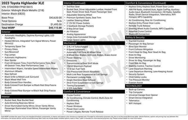 Used 2023 Toyota Highlander XLE AWD/4WD image 37