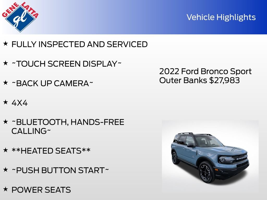 Certified 2022 Ford Bronco Sport Outer Banks w/ Tech Package AWD/4WD image 31