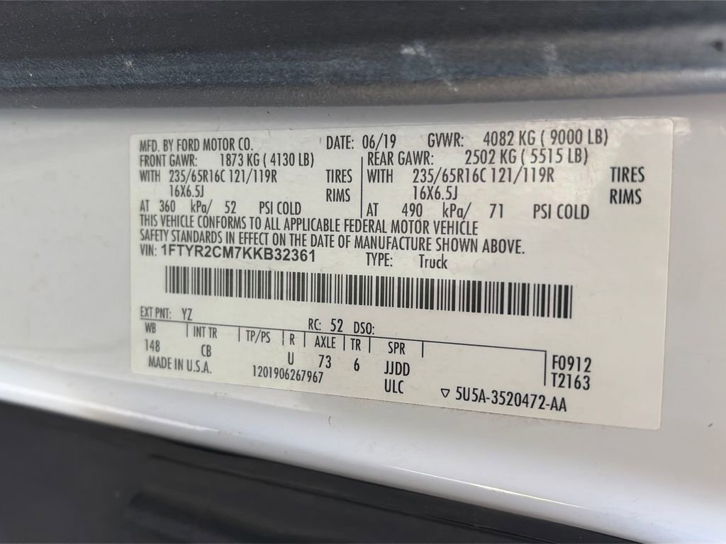 Certified 2019 Ford Transit 250 148 Medium Roof RWD image 8