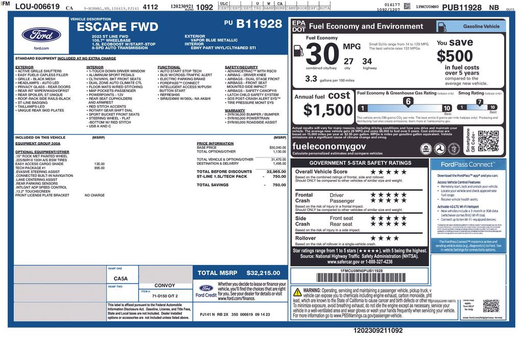 Certified 2023 Ford Escape ST-Line w/ Tech Pack #1 image 3