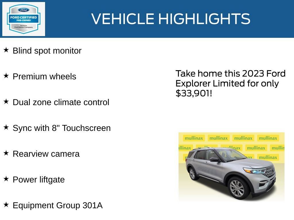 Certified 2023 Ford Explorer Limited w/ Equipment Group 301A RWD image 22