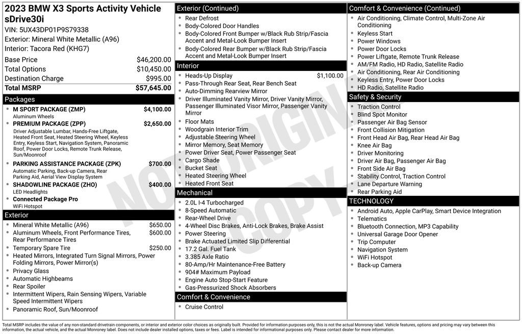 Used 2023 BMW X3 sDrive30i w/ M Sport Package RWD image 5
