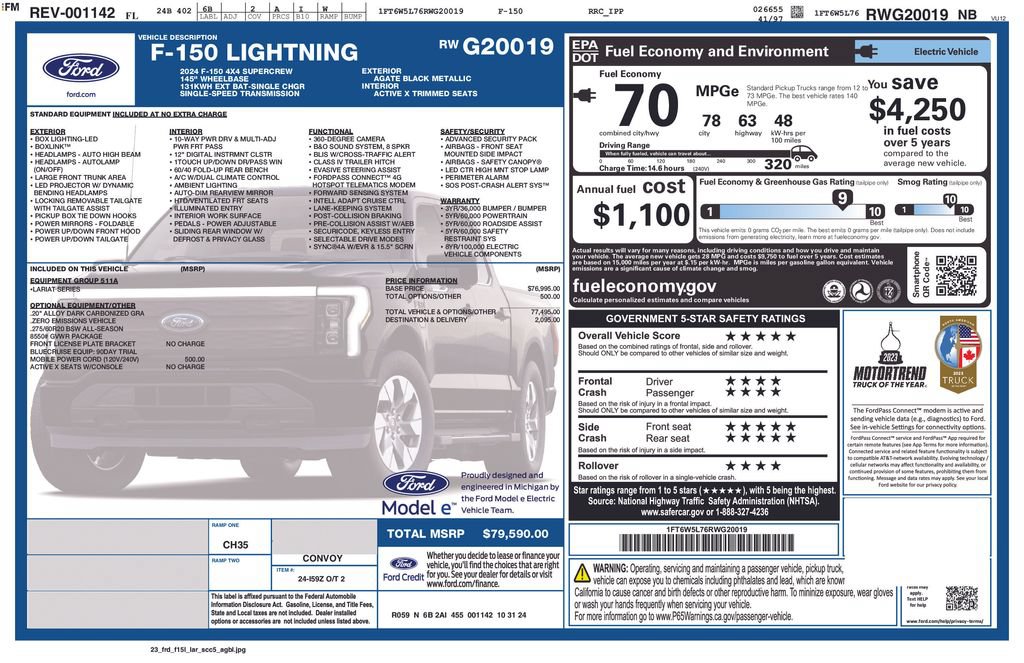 Certified 2024 Ford F150 Lightning Lariat AWD/4WD image 41