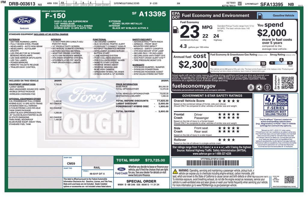 Certified 2025 Ford F150 Lariat w/ Equipment Group 502A High AWD/4WD image 36