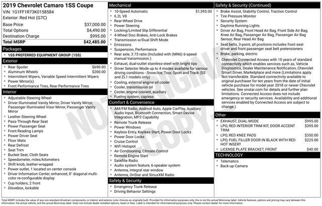 Used 2019 Chevrolet Camaro SS image 34