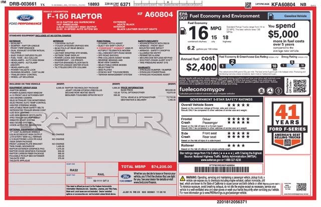 Certified 2019 Ford F150 Raptor w/ Equipment Group 802A Luxury AWD/4WD image 30