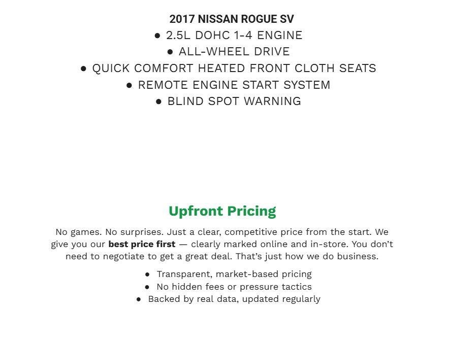Used 2017 Nissan Rogue SV w/ Sun & Sound Touring Package AWD/4WD image 2